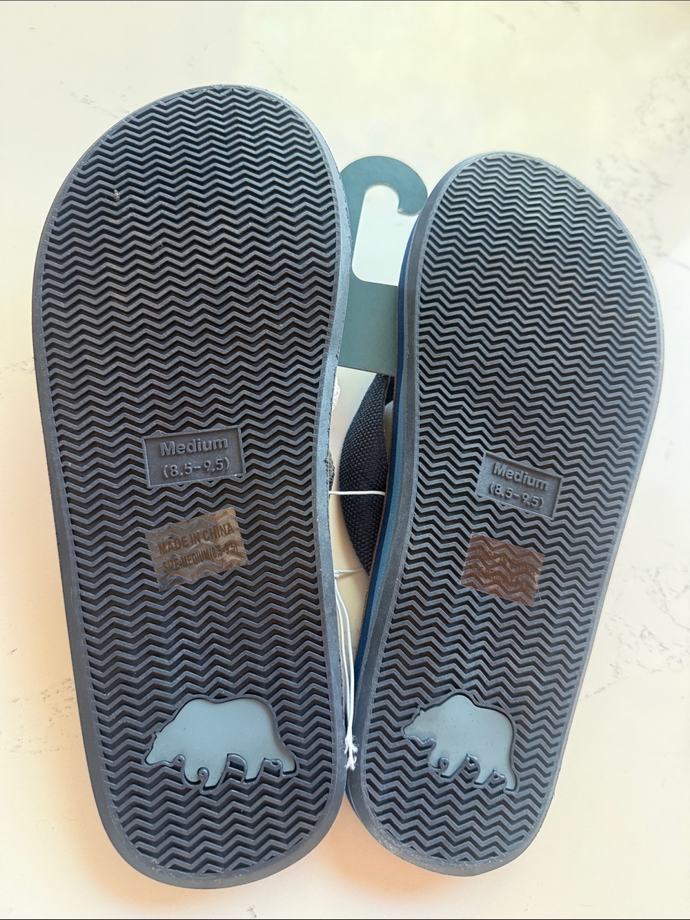Onward Reserve Leather Flip Flop Sandals  Navy Nylon Straps Size Medium 8.5-9.5 - Picture 5 of 7